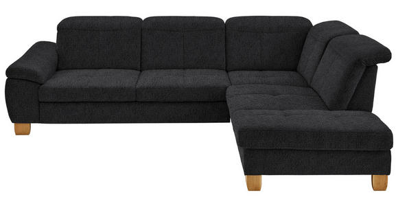 ECKSOFA in Flachgewebe Schwarz  - Wildeiche/Schwarz, Natur, Holz/Textil (301/243cm) - Voleo