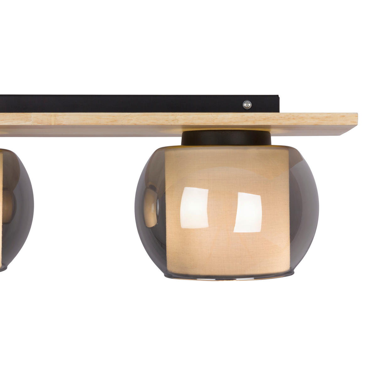 PENDELLEUCHTE 90/18/120 cm  - Schwarz/Naturfarben, Design, Glas/Holz (90/18/120cm) - Näve
