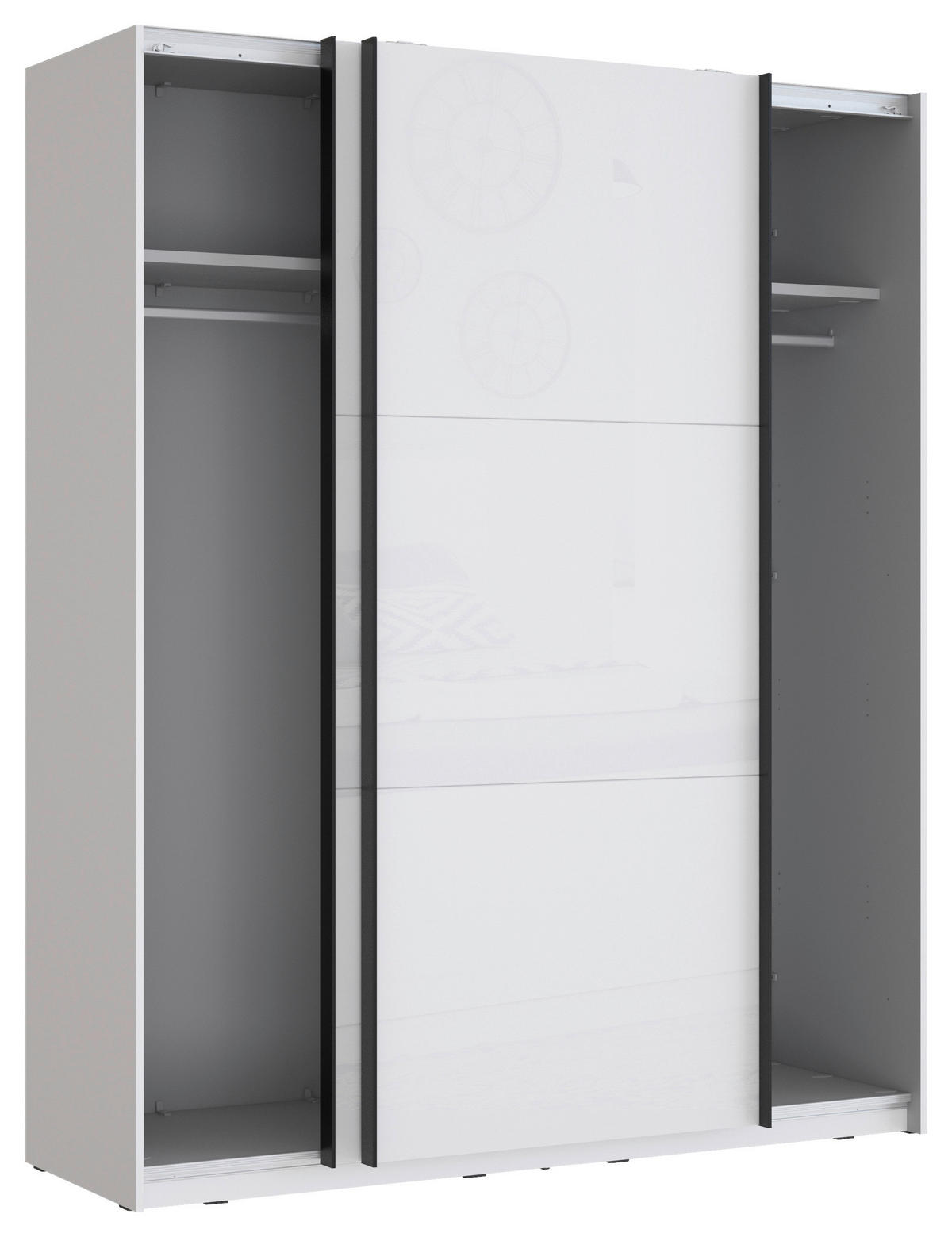 ORMAR S KLIZNIM VRATIMA bijela, bijela visoki sjaj   - bijela/bijela visoki sjaj, Moderno, drvni materijal/metal (170,3/209,7/61,2cm) - Hom`in