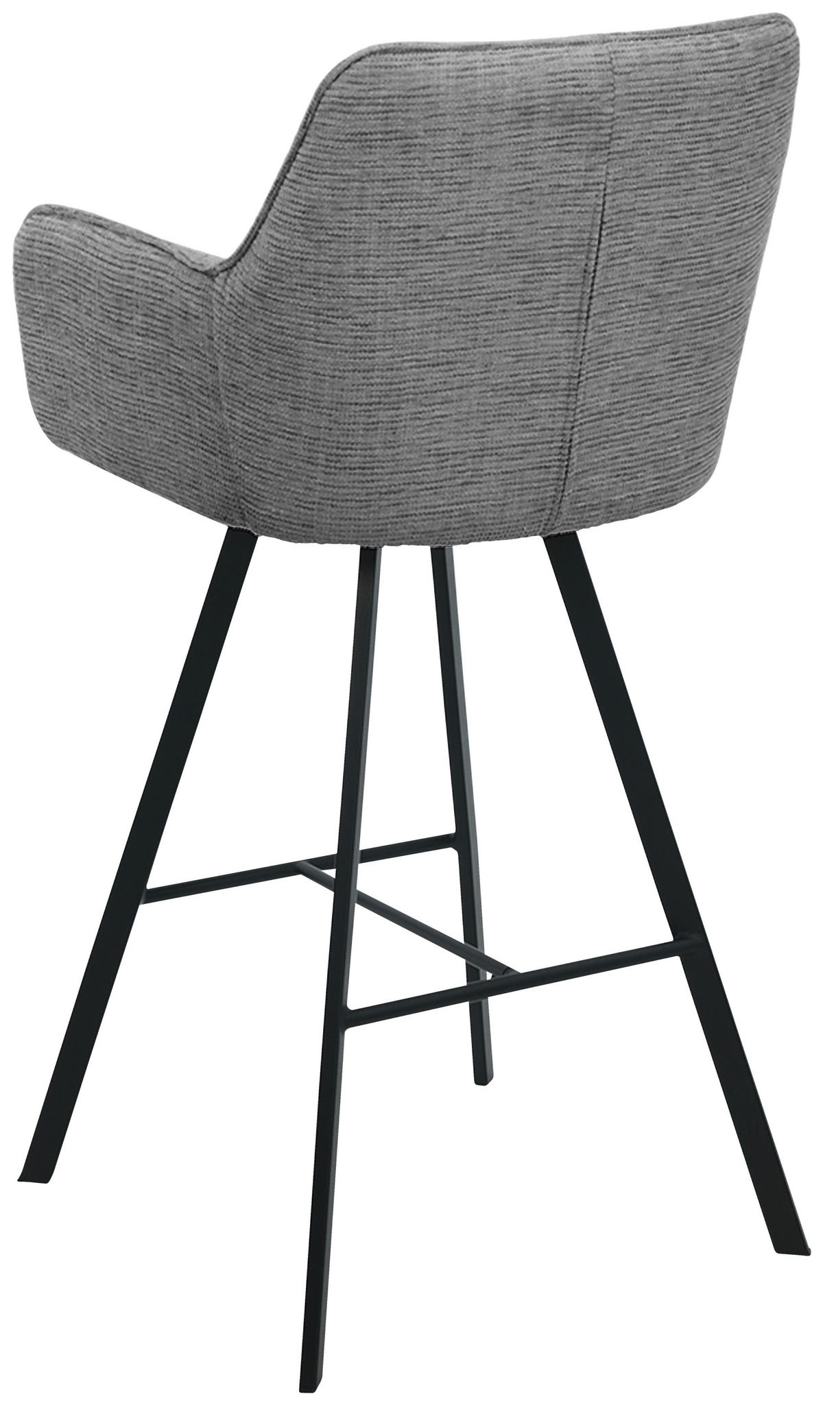 BARHOCKER Struktur Grau, Schwarz Eisen Sitzfläche 180° drehbar, automatische Rückholfunktion  - Schwarz/Grau, Design, Textil/Metall (55/108/58,5cm) - Carryhome