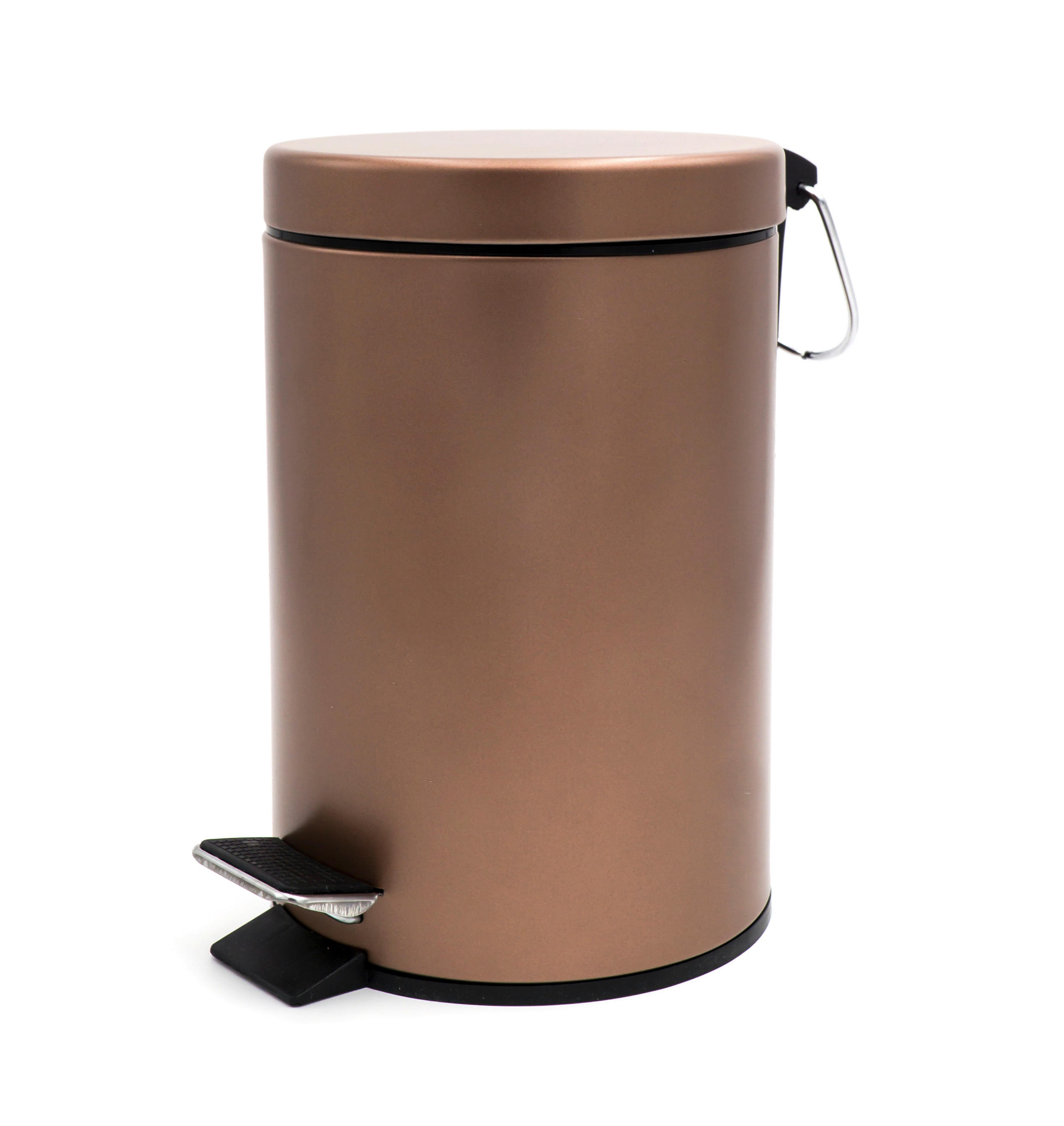 TRETEIMER 5 l  Metall  - Edelstahlfarben/Dunkelbraun, Basics, Kunststoff/Metall (20,5/27,2/20,5cm) - Sadena