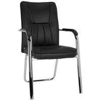 BESUCHERSTUHL  in Lederlook Schwarz  - Chromfarben/Schwarz, MODERN, Textil/Metall (55/94/44cm) - MID.YOU