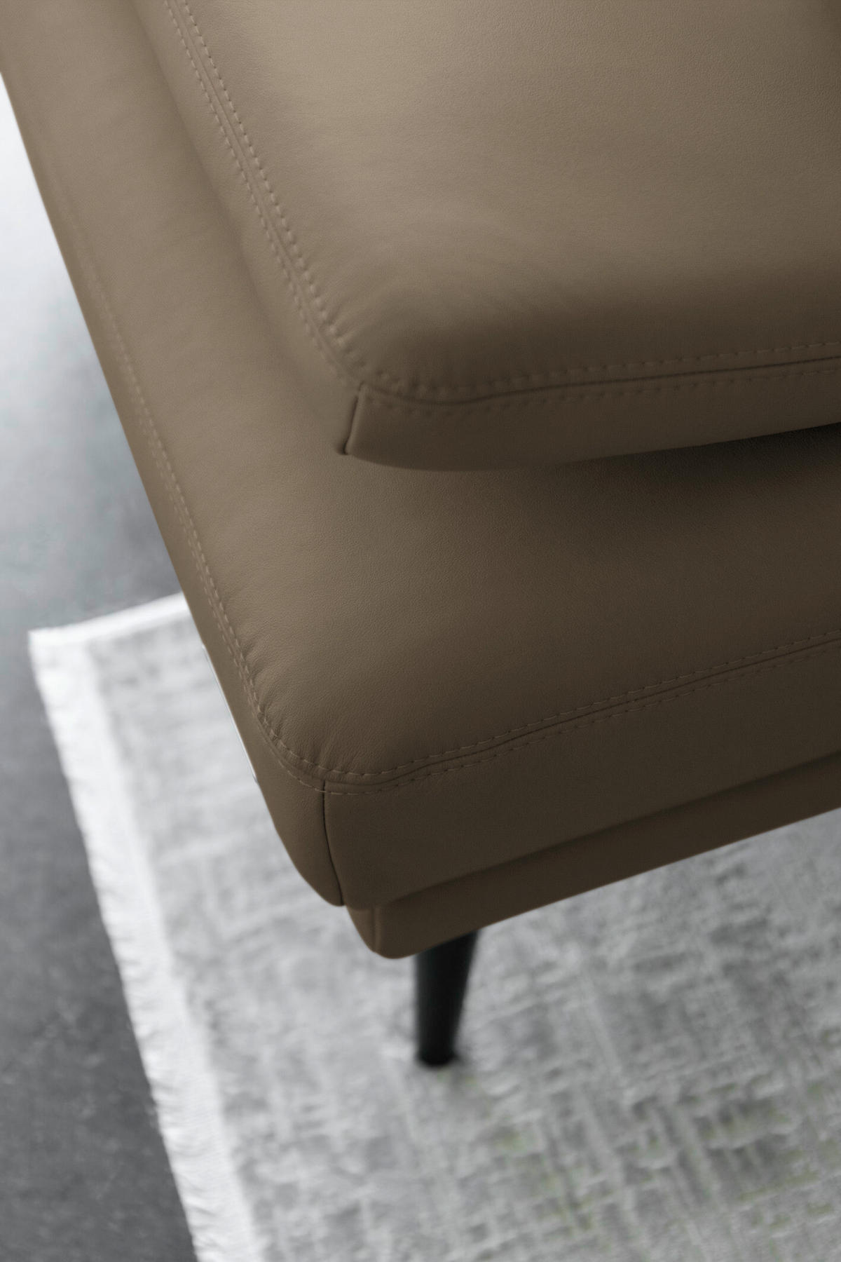 ECKSOFA Echtleder Graubraun  - Graubraun/Schwarz, Konventionell, Leder/Metall (180/301cm) - Joop!