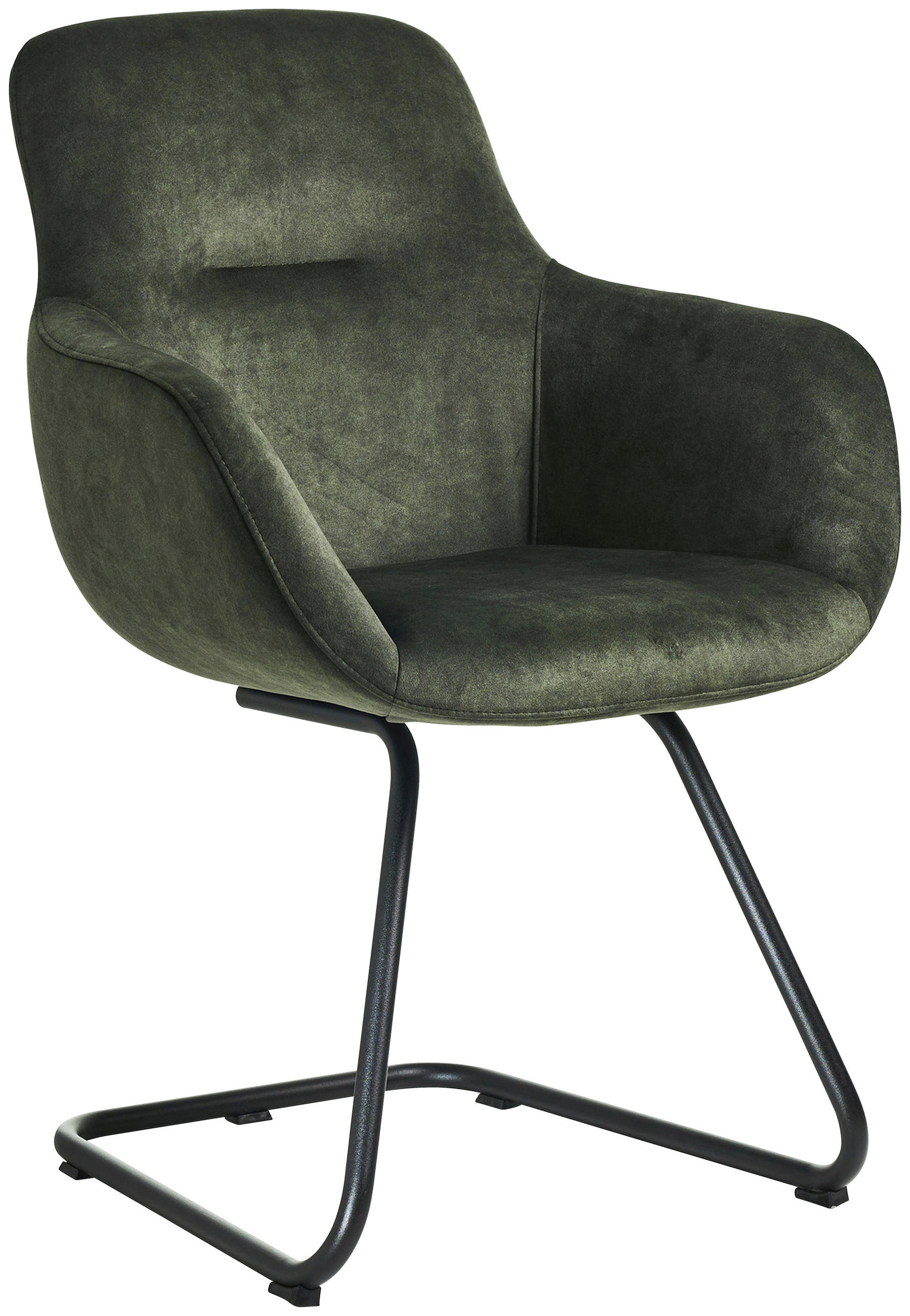 ARMLEHNSTUHL  in Edelstahl Velours  - Waldgrün/Schwarz, Basics, Textil/Metall (62/89/61cm) - Celina Home