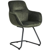 ARMLEHNSTUHL  in Edelstahl Velours  - Waldgrün/Schwarz, Basics, Textil/Metall (62/89/61cm) - Celina Home