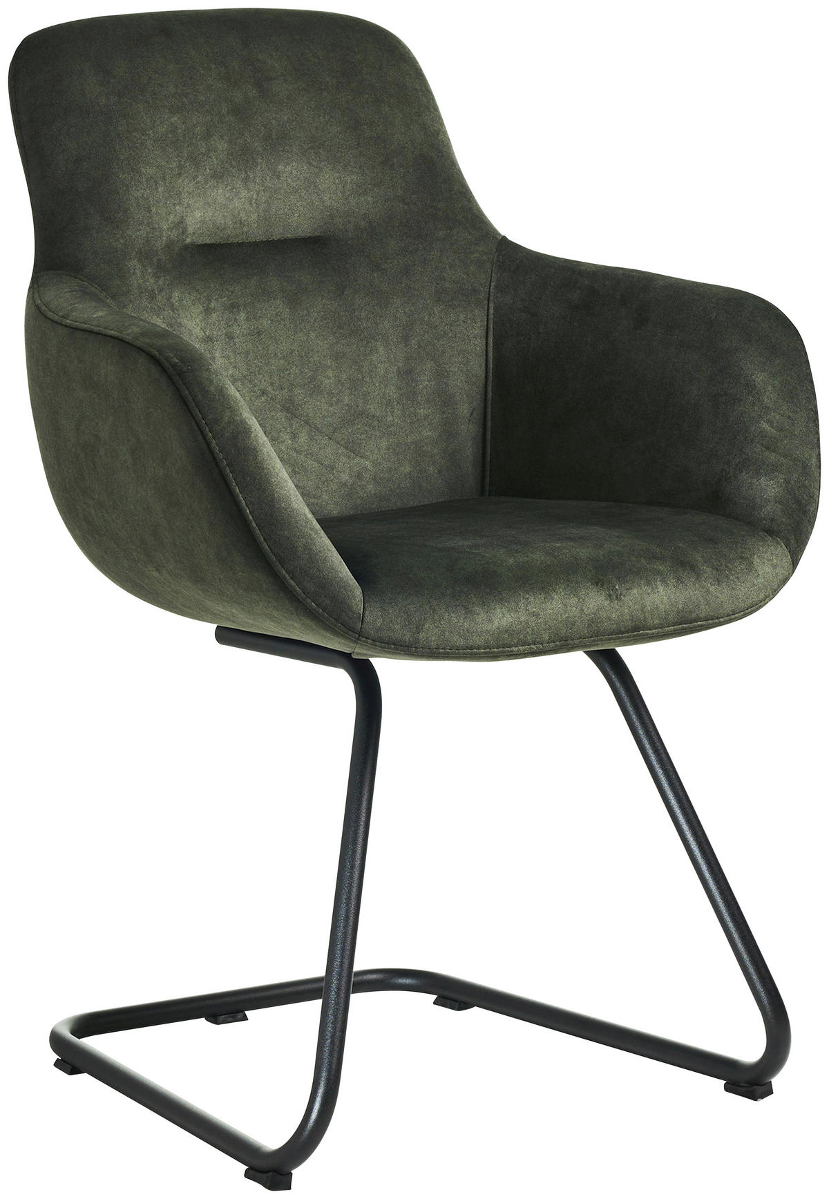 ARMLEHNSTUHL  in Edelstahl Velours  - Waldgrün/Schwarz, Basics, Textil/Metall (62/89/61cm) - Celina Home