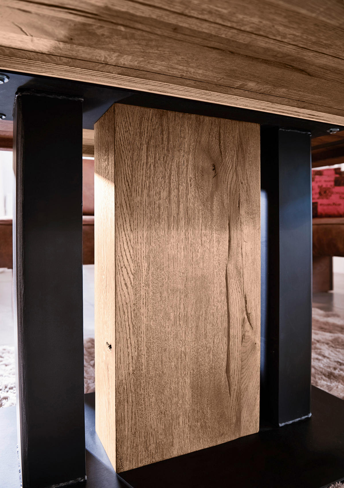 ESSTISCH Eiche massiv rechteckig Schwarz, Eichefarben  - Eichefarben/Schwarz, KONVENTIONELL, Holz/Holzwerkstoff (140/90/75cm) - Moderano