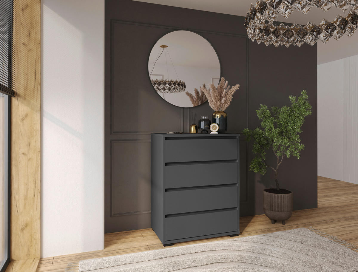 KOMODA  80/103/48 cm  antracit  - antracit, Dizajnerski, pločasti materijal/plastika (80/103/48cm) - Carryhome