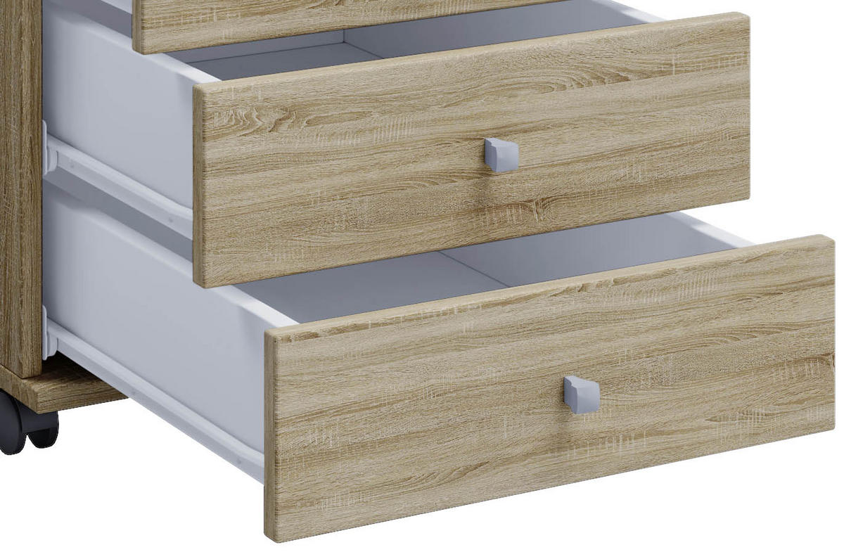 ROLLCONTAINER Sonoma Eiche  - Silberfarben/Sonoma Eiche, Basics, Holzwerkstoff/Kunststoff (42/57/80cm) - MID.YOU