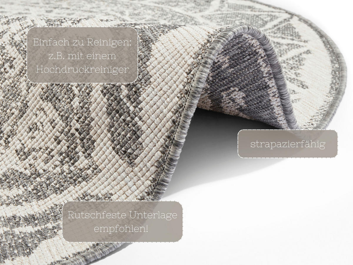 OUTDOORTEPPICH 140 cm Twin Supreme Grau, Creme  - Creme/Grau, Basics, Kunststoff (140cm) - Hanse Home