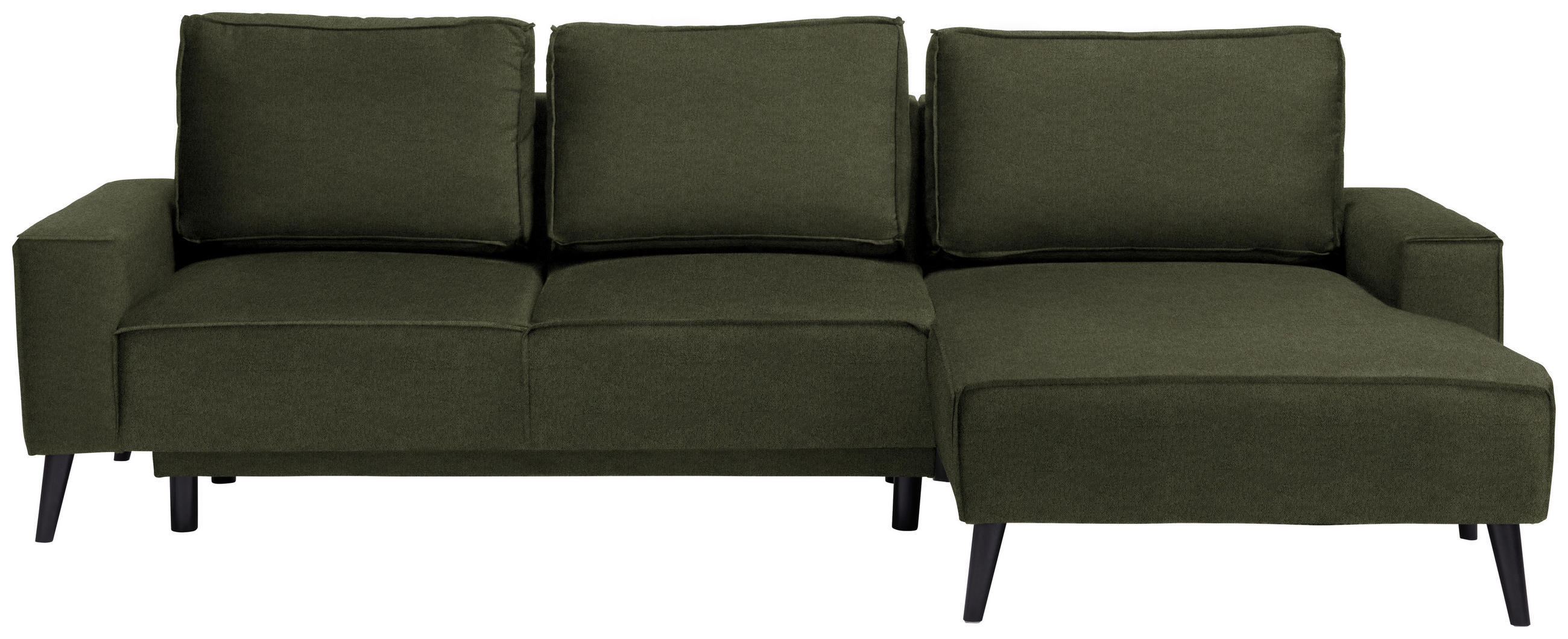 ECKSOFA in Velours Olivgrün  - Schwarz/Olivgrün, Basics, Holz/Textil (260/161cm) - Carryhome