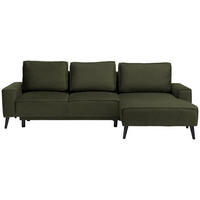 ECKSOFA in Velours Olivgrün  - Schwarz/Olivgrün, Basics, Holz/Textil (260/161cm) - Carryhome