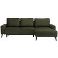 ECKSOFA in Velours Olivgrün  - Schwarz/Olivgrün, Basics, Holz/Textil (260/161cm) - Carryhome