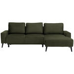 ECKSOFA in Velours Olivgrün  - Schwarz/Olivgrün, Basics, Holz/Textil (260/161cm) - Carryhome