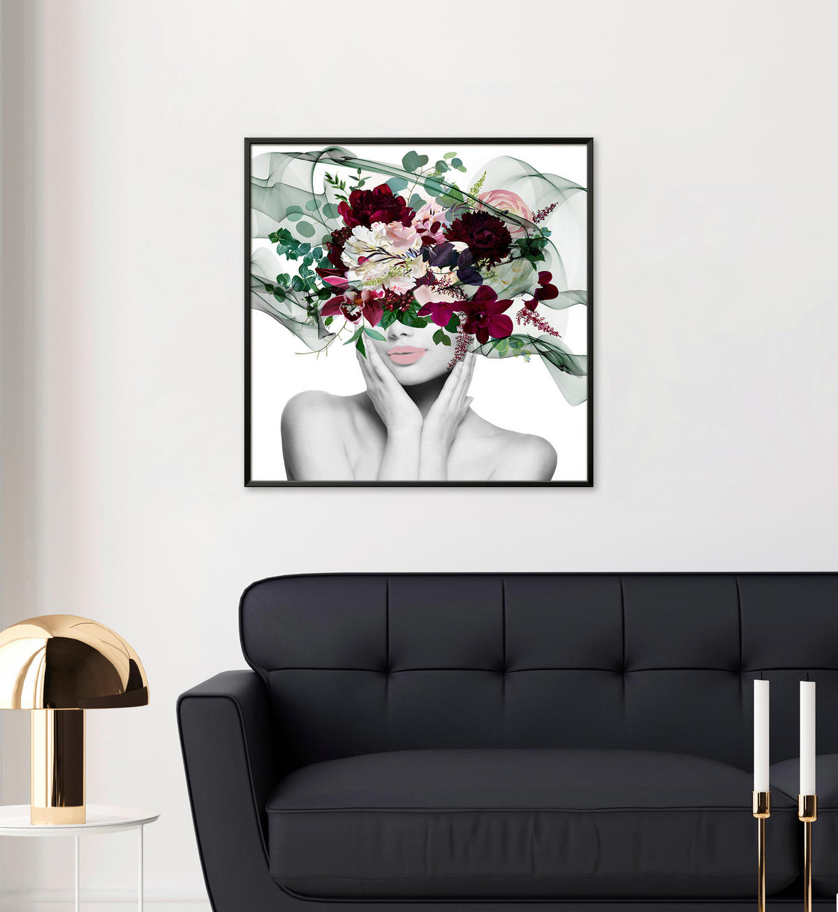 KUNSTDRUCK Blumen, Frauen 50/50 cm  - Bordeaux/Rosa, Basics, Papier (50/50cm) - Monee