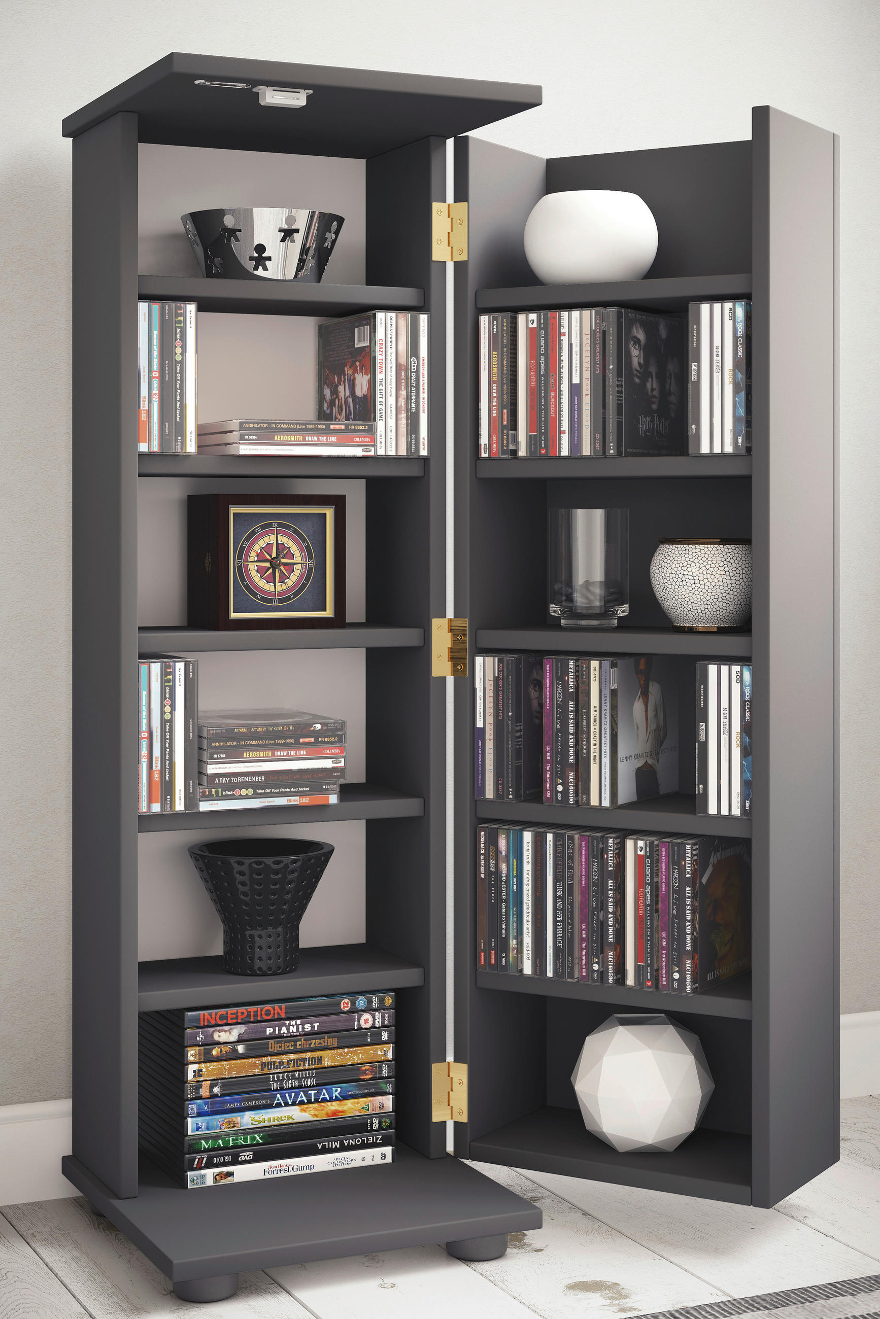 CD-REGAL - Anthrazit/Schwarz, Design, Holzwerkstoff/Kunststoff (31/93/31cm) - MID.YOU