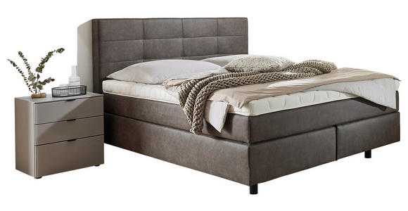 BOXSPRINGBETT 180/200 cm  in Schlammfarben  - Chromfarben/Schlammfarben, KONVENTIONELL, Kunststoff/Textil (180/200cm) - Voleo