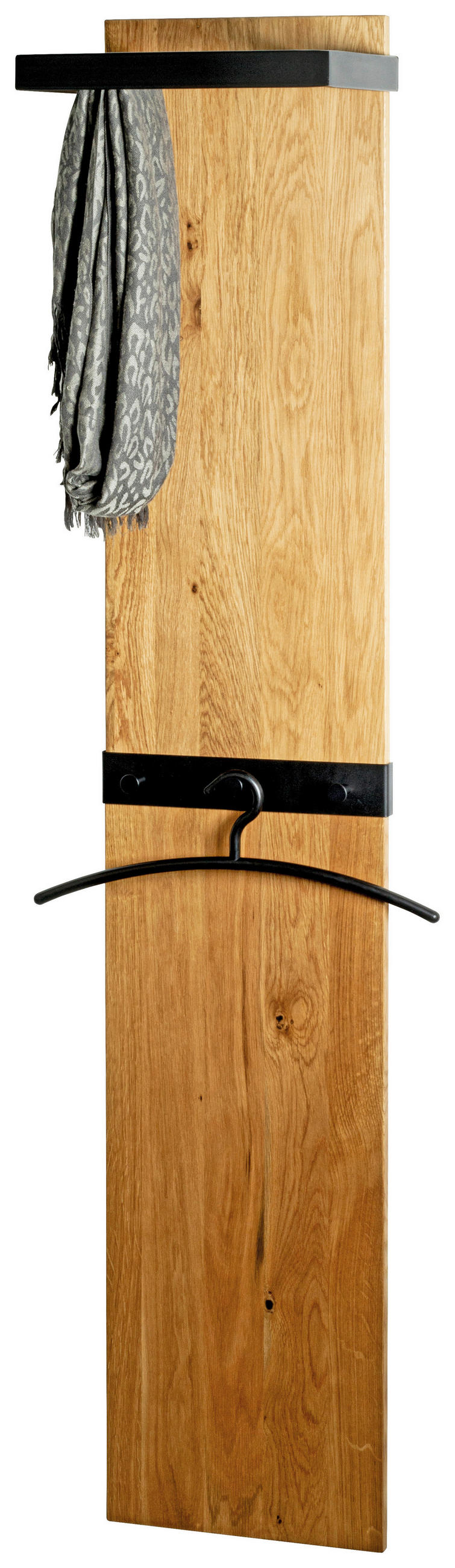 WANDGARDEROBE  in Eiche massiv Schwarz, Eichefarben  - Eichefarben/Schwarz, KONVENTIONELL, Holz/Metall (35/175/25cm)