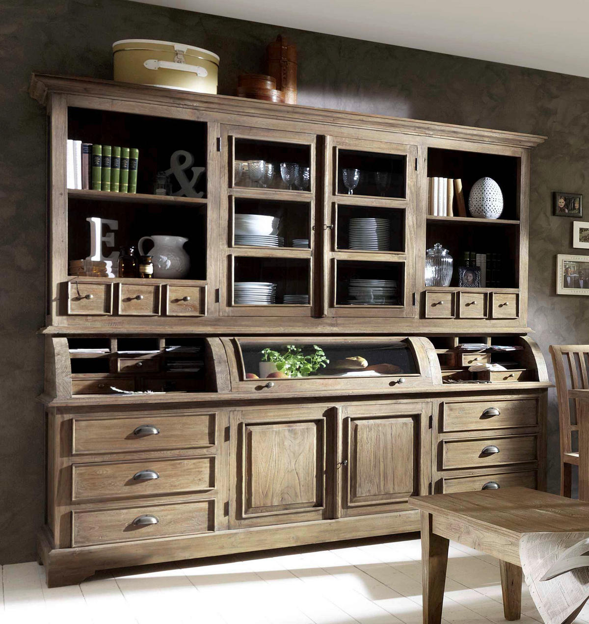 BUFFET 220/210/60 cm  in Naturfarben  - Messingfarben/Naturfarben, Design, Holz/Metall (220/210/60cm) - MID.YOU