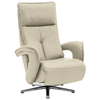 RELAXSESSEL in Leder Creme, Naturfarben  - Chromfarben/Creme, Design, Leder/Metall (77/110/87cm) - Valdera