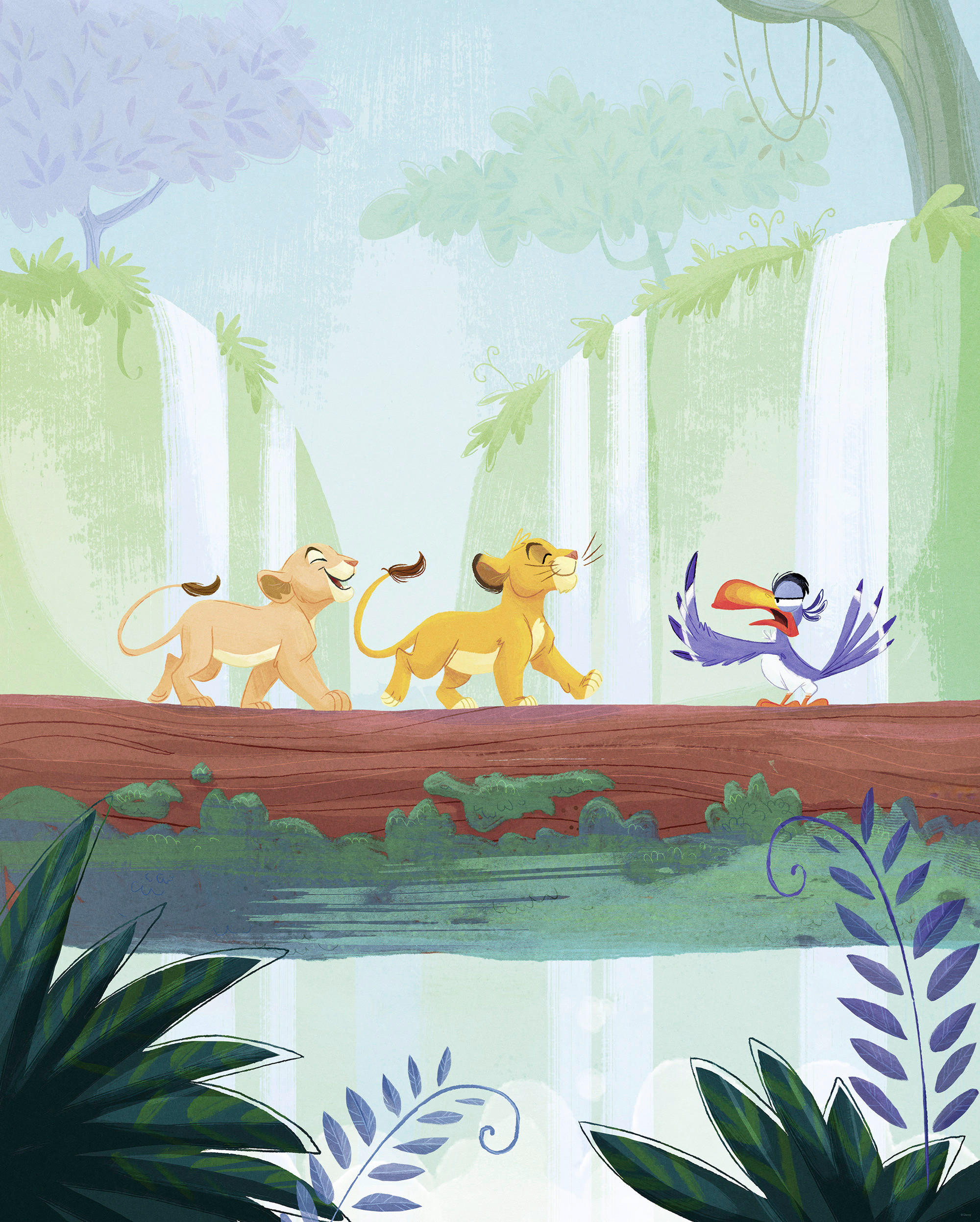 FOTOTAPETE THE LION KING WATERFALL  - Blau, Design, Textil (200/250cm) - Disney