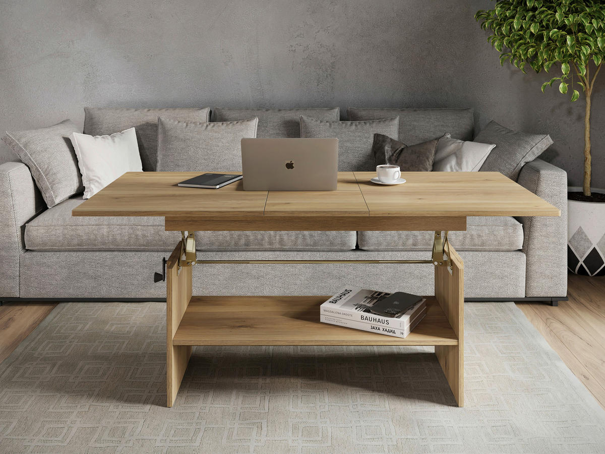 COUCHTISCH 110-140/65/51,5-61,5 cm rechteckig Eichefarben  - Eichefarben, KONVENTIONELL, Holzwerkstoff (110-140/65/51,5-61,5cm) - Xora