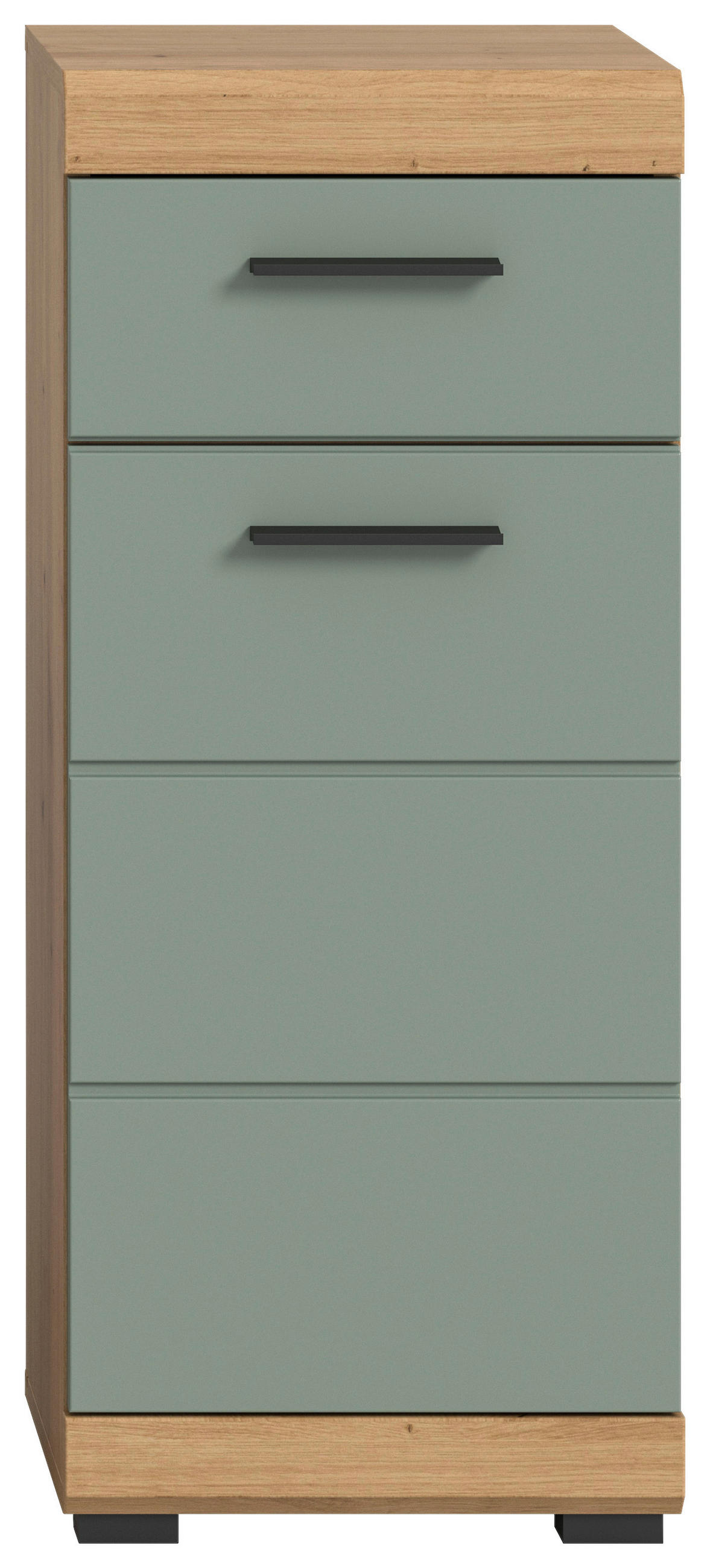 SREDNJE VISOKA OMARA 37/88/31 cm  - črna/žajbljevo zelena, Moderno, umetna masa/leseni material (37/88/31cm) - MID.YOU