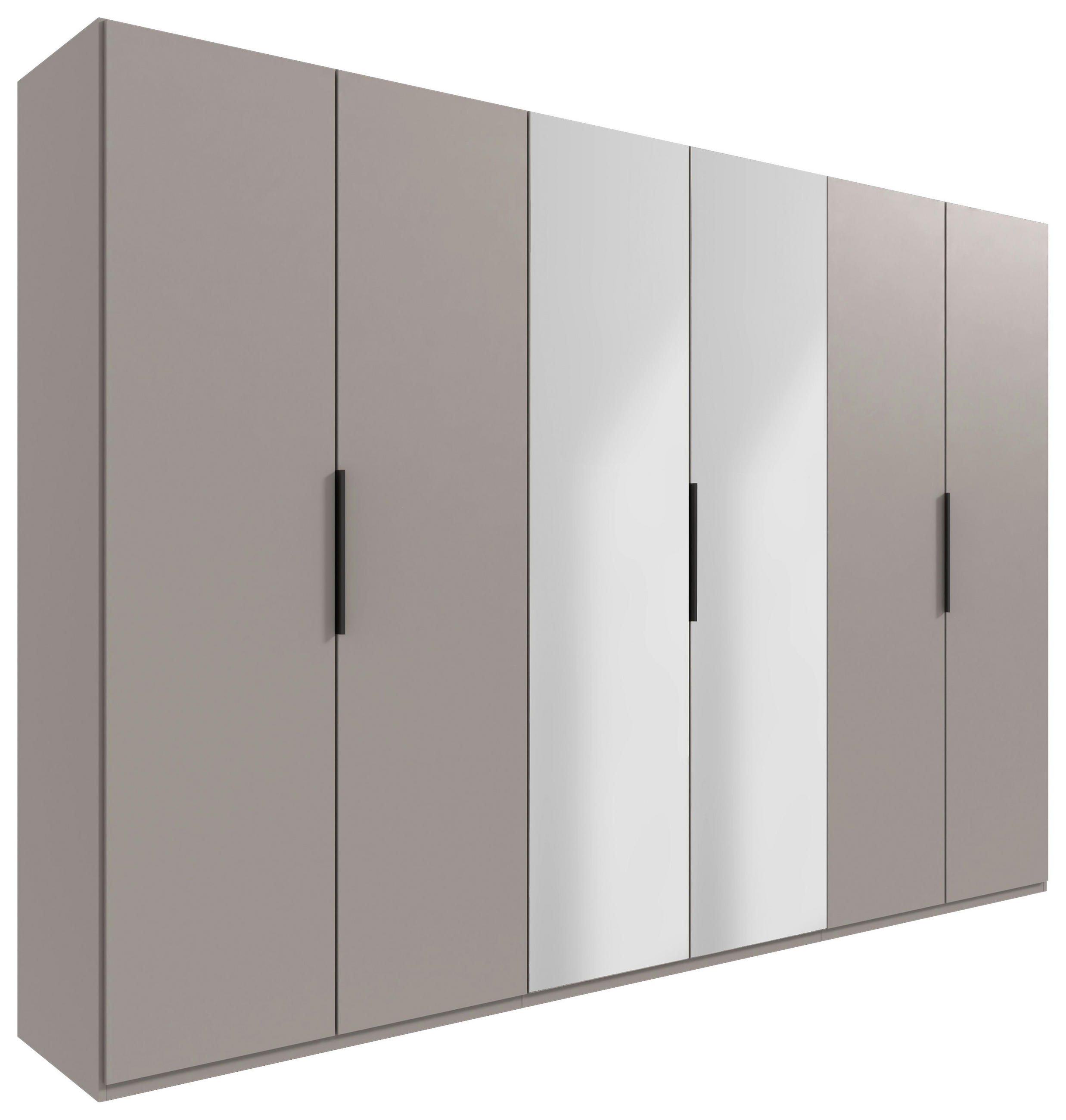 DREHTÜRENSCHRANK 300/216/58 cm,  in Sahara, 6-türig  - Schwarz/Sahara, MODERN, Glas/Holzwerkstoff (300/216/58cm) - MID.YOU
