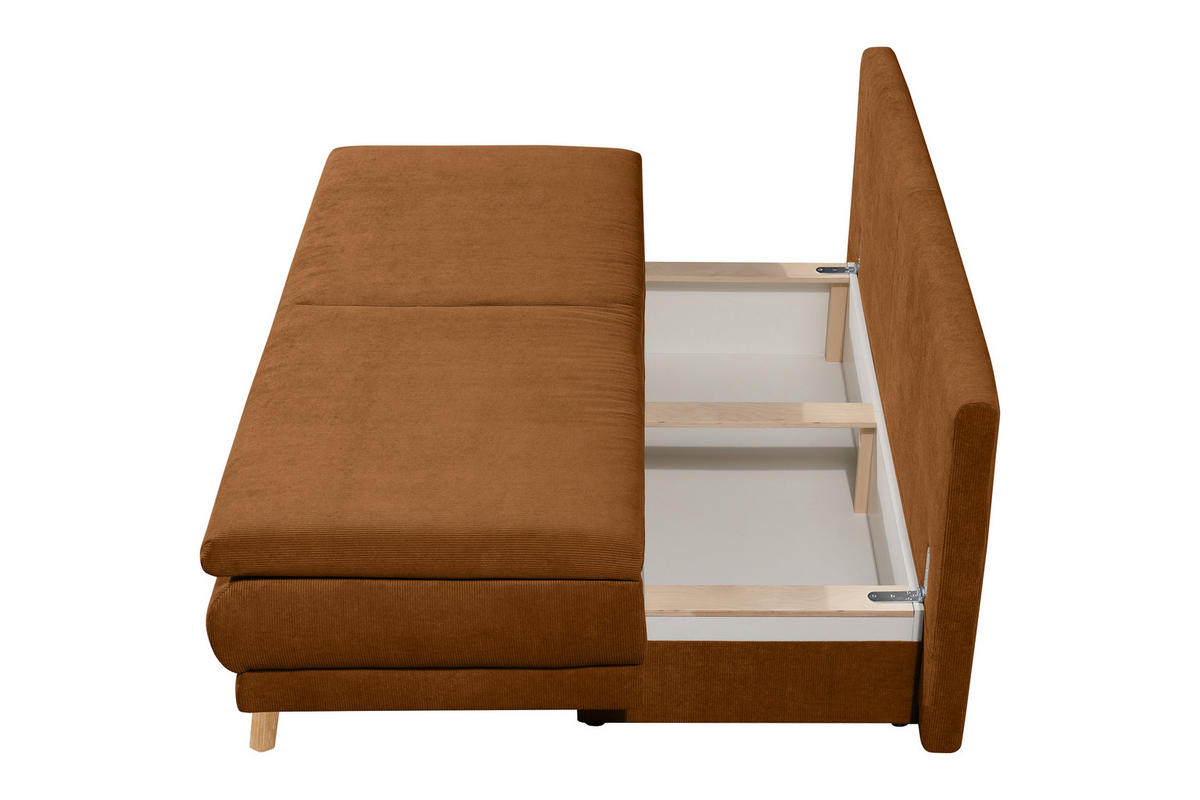 SCHLAFSOFA Feincord Rostfarben  - Rostfarben/Eiche Artisan, KONVENTIONELL, Holz/Textil (198/89/96cm) - Niels Andersson