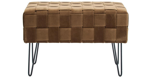 HOCKERBANK 72/49/42 cm Samt Braun - Schwarz/Braun, Trend, Textil/Metall (72/49/42cm) - Xora