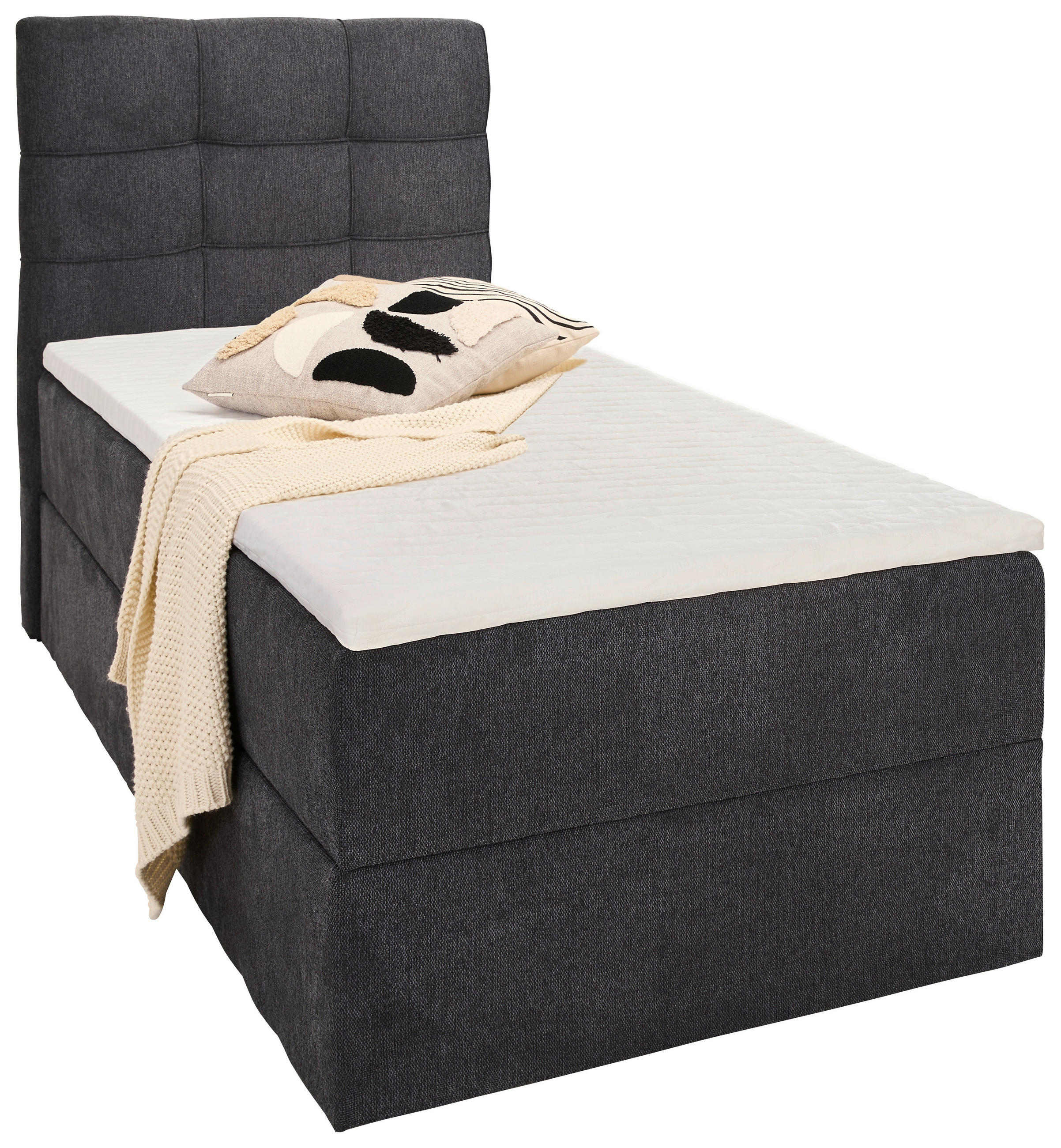 BOXBETT 90/200 cm  in Dunkelgrau  - Dunkelgrau/Schwarz, KONVENTIONELL, Kunststoff/Textil (90/200cm) - Boxxx