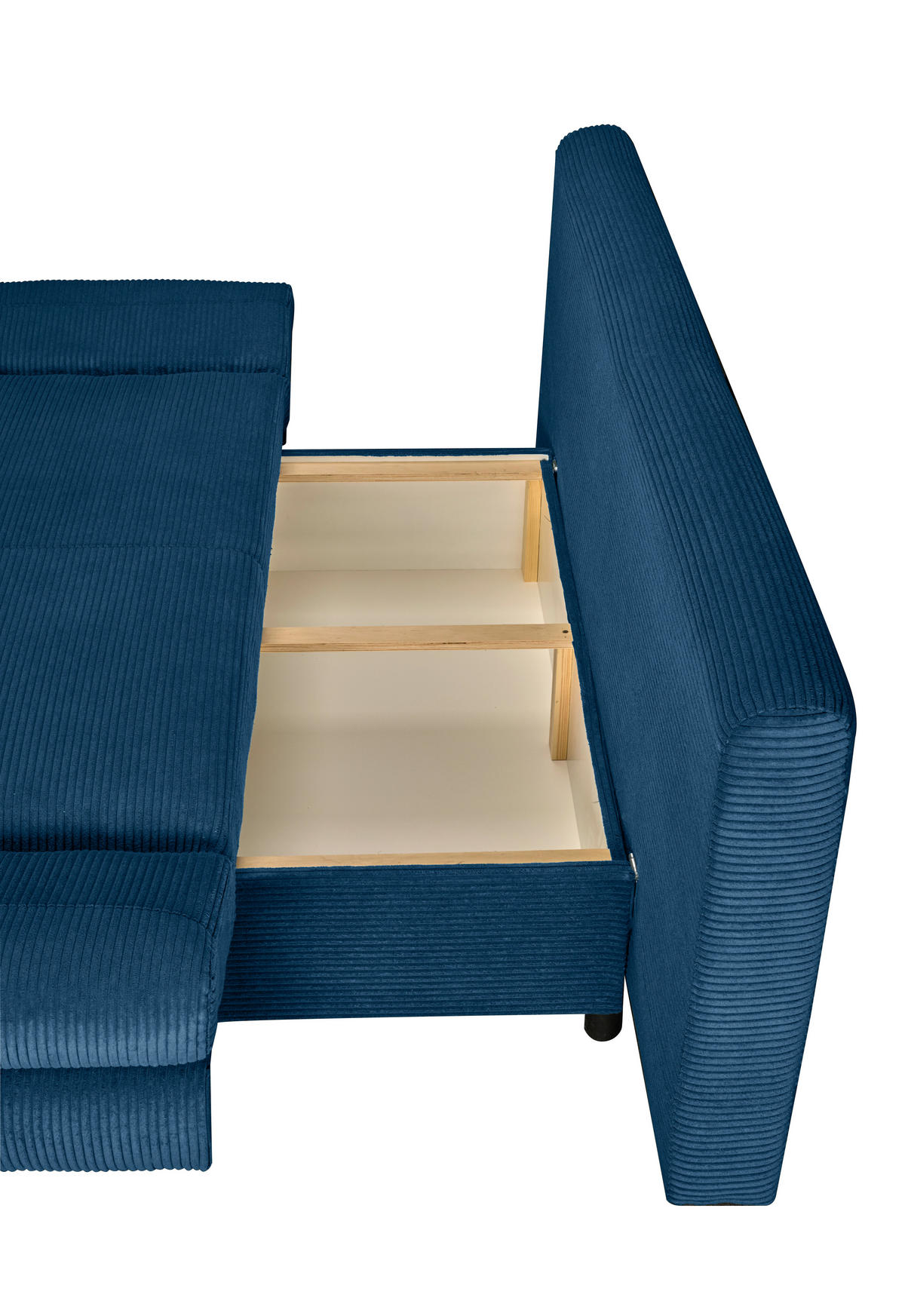 SCHLAFSOFA  mit Schlafen auf Sitzhöhe, haustierfreundlicher Bezug Cord Blau  - Blau/Buchefarben, KONVENTIONELL, Holz/Textil (200/75/85cm) - Carryhome