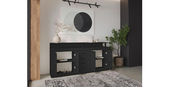 SIDEBOARD in 195/88/38 cm - Anthrazit/Schwarz, Basics, Holzwerkstoff/Kunststoff (195/88/38cm) - Xora
