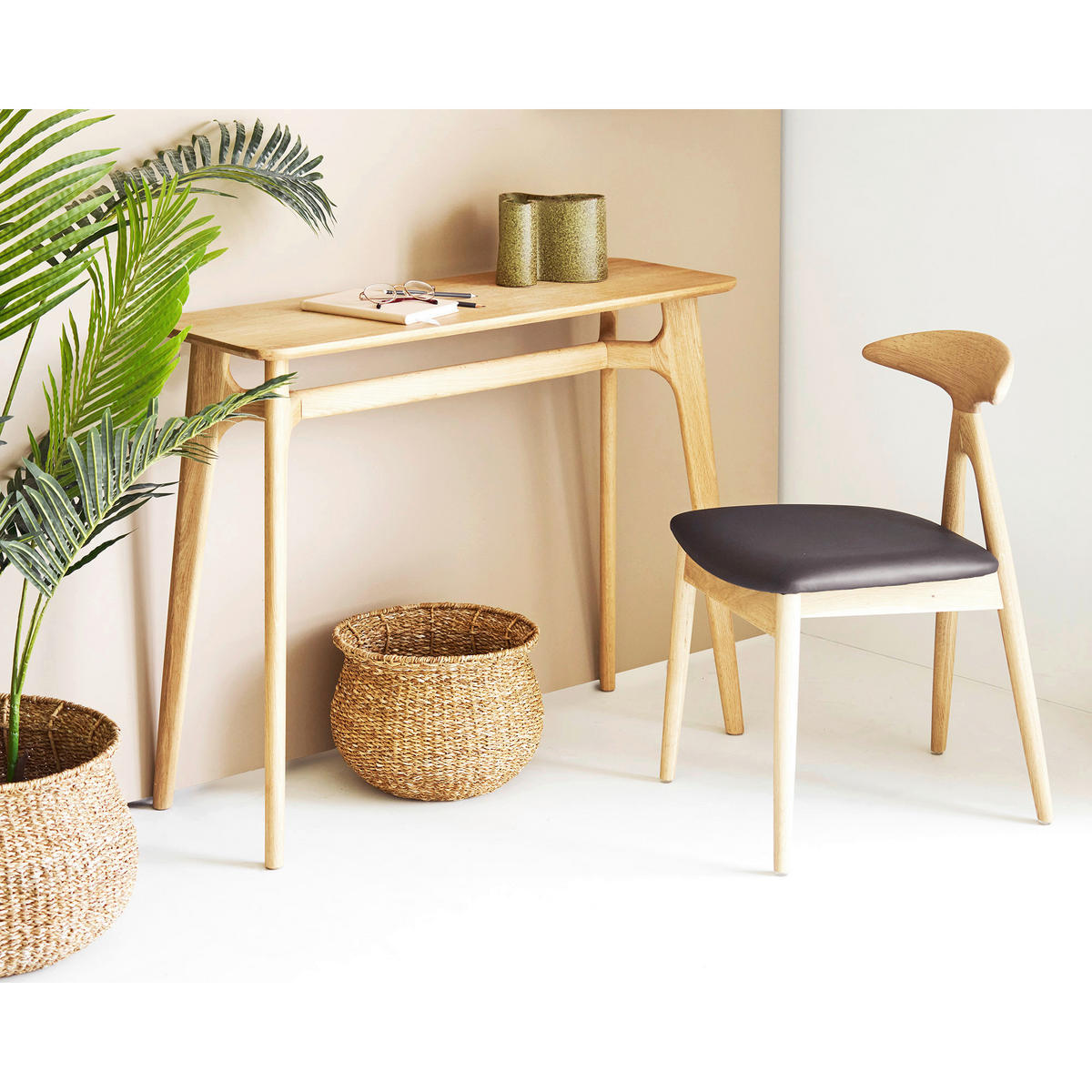 KONSOLENTISCH Eiche massiv Perlmutt  - Perlmutt, Trend, Holz (100/81/35cm) - Boxxx