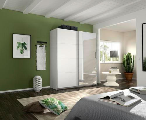 GARDEROB MED SKJUTDÖRRAR 181/230/62 cm 2-dörrar - vit/aluminiumfärg, Modern, metall/trämaterial (181/230/62cm) - Rauch Möbel