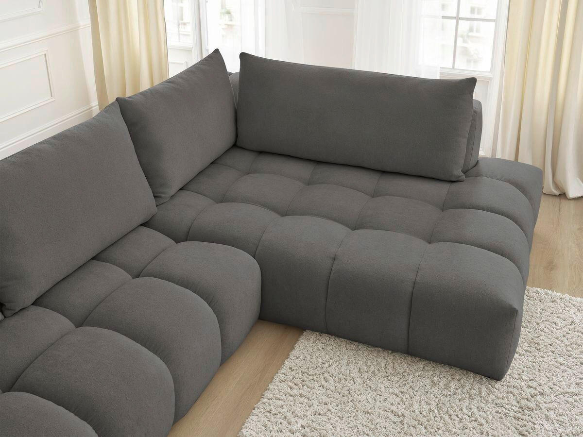 ECKSOFA Ottomane rechts  EVEREST Dunkelgrau Struktur  - Dunkelgrau/Schwarz, MODERN, Kunststoff/Textil (352/210cm) - Livetastic