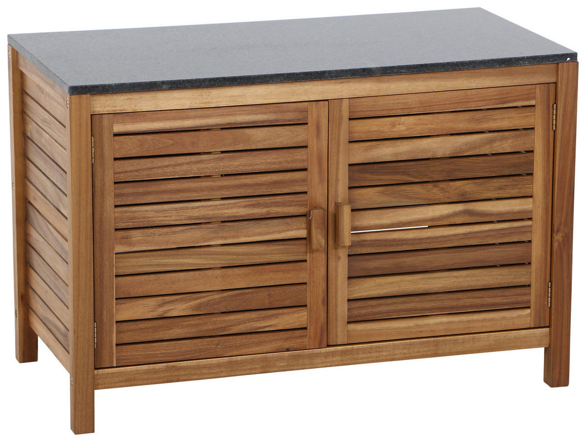 OUTDOORKÜCHE - Schwarz/Akaziefarben, MODERN, Holz/Stein (100/67/50cm) - Siena Garden