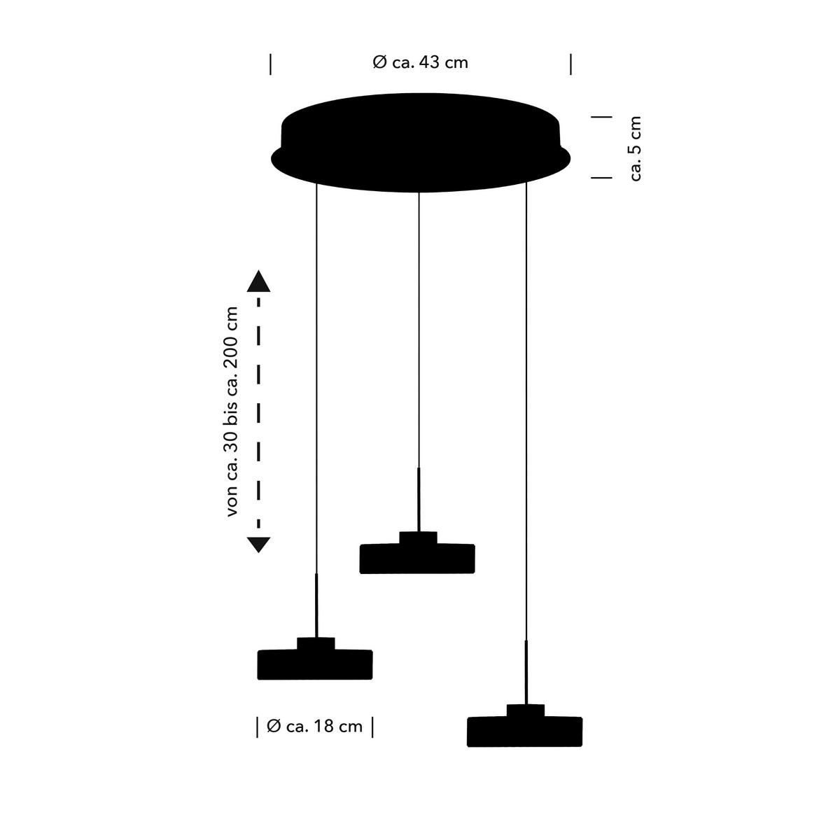 LED-HÄNGELEUCHTE SPENCER 43/30-200 cm   - Anthrazit, KONVENTIONELL, Metall (43/30-200cm) - Hell