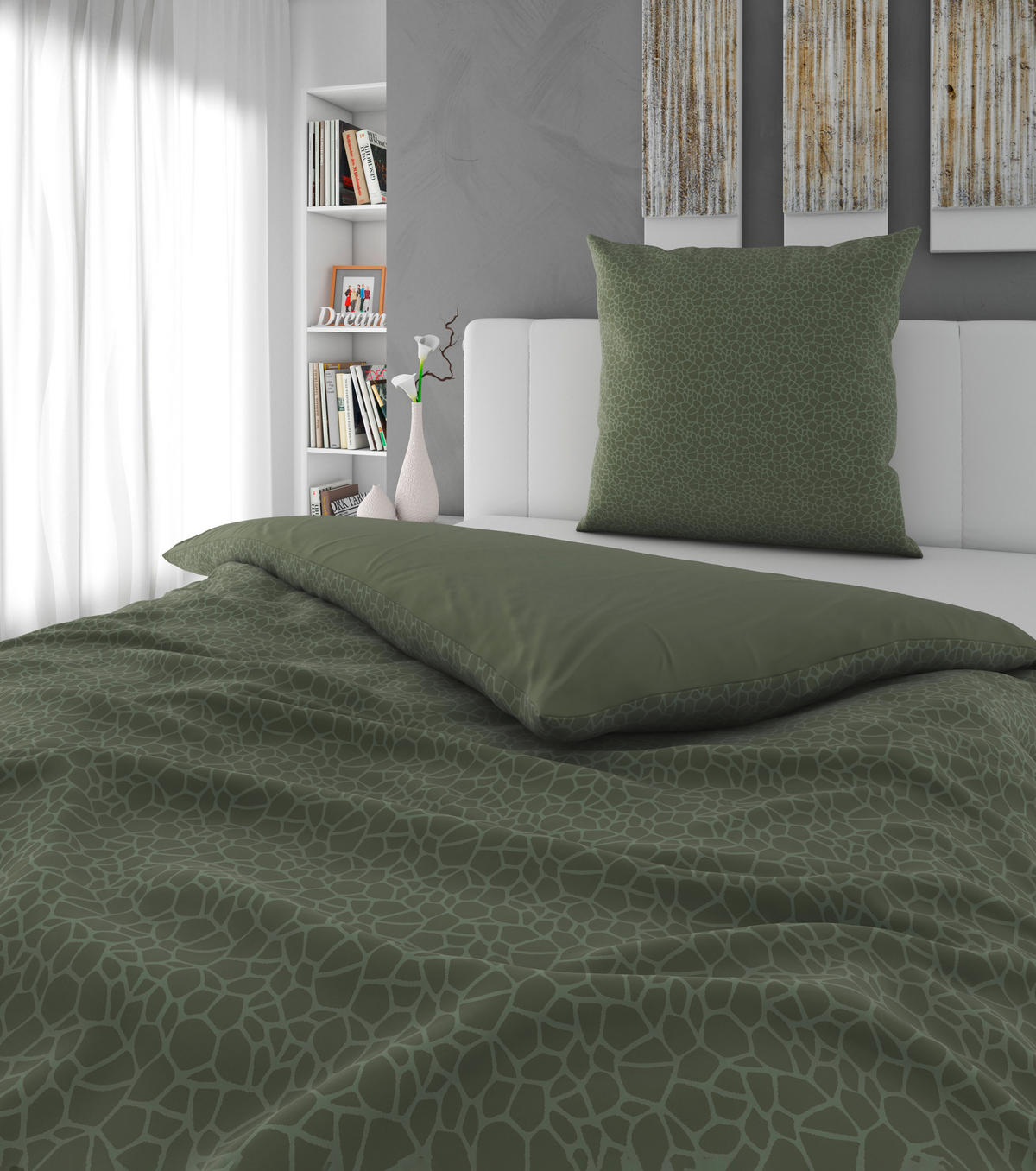 BETTWÄSCHE 2-teilig Mikrofaser 135/200 cm  - Salbeigrün, Design, Textil (135/200cm) - Esposa