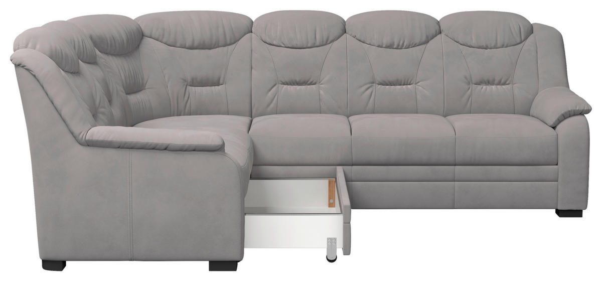ECKSOFA Hellgrau Mikrofaser  - Hellgrau/Schwarz, Basics, Kunststoff/Textil (211/263cm) - MID.YOU