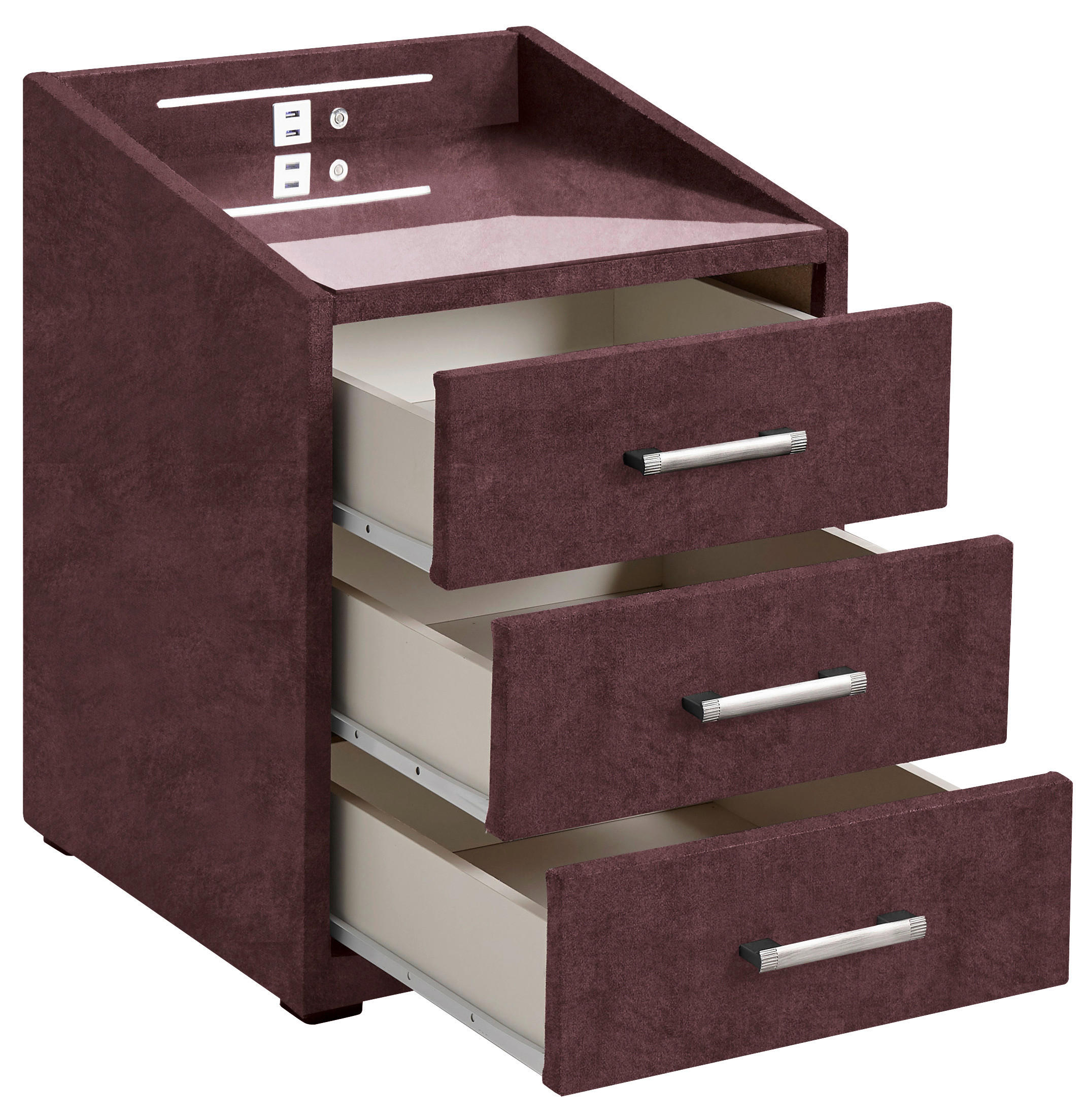 NACHTSCHRANK 47/61/46 cm  - Silberfarben/Aubergine, Basics, Holzwerkstoff/Kunststoff (47/61/46cm) - Esposa