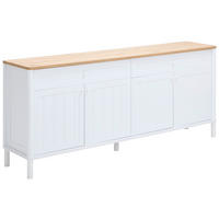 SIDEBOARD Weiss, Eiche Artisan  207,5/95,20/45,5 cm  - Weiss/Eiche Artisan, Romantik / Landhaus, Holzwerkstoff/Metall (207,5/95,20/45,5cm) - home24
