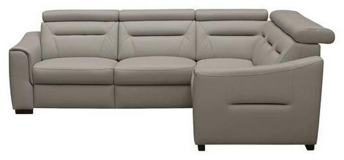 ECKSOFA Schlammfarben Echtleder Lederlook Schlaffunktion, Rücken echt, Relaxfunktion, Kopfteilverstellung  - Wengefarben/Schlammfarben, Design, Leder/Holz (260/260cm) - Celina Home