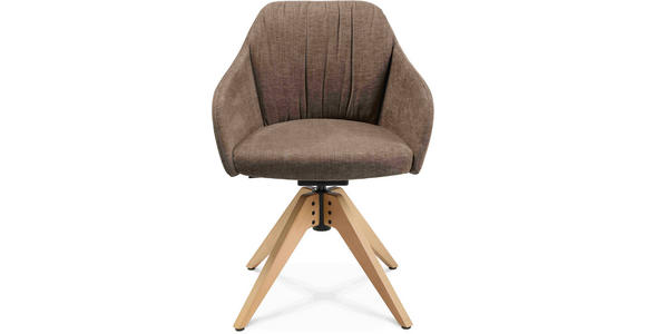 ARMLEHNSTUHL in Velours - Eichefarben/Graubraun, Design, Holz/Textil (58/82,5-85,2/60cm) - Johann Jakob