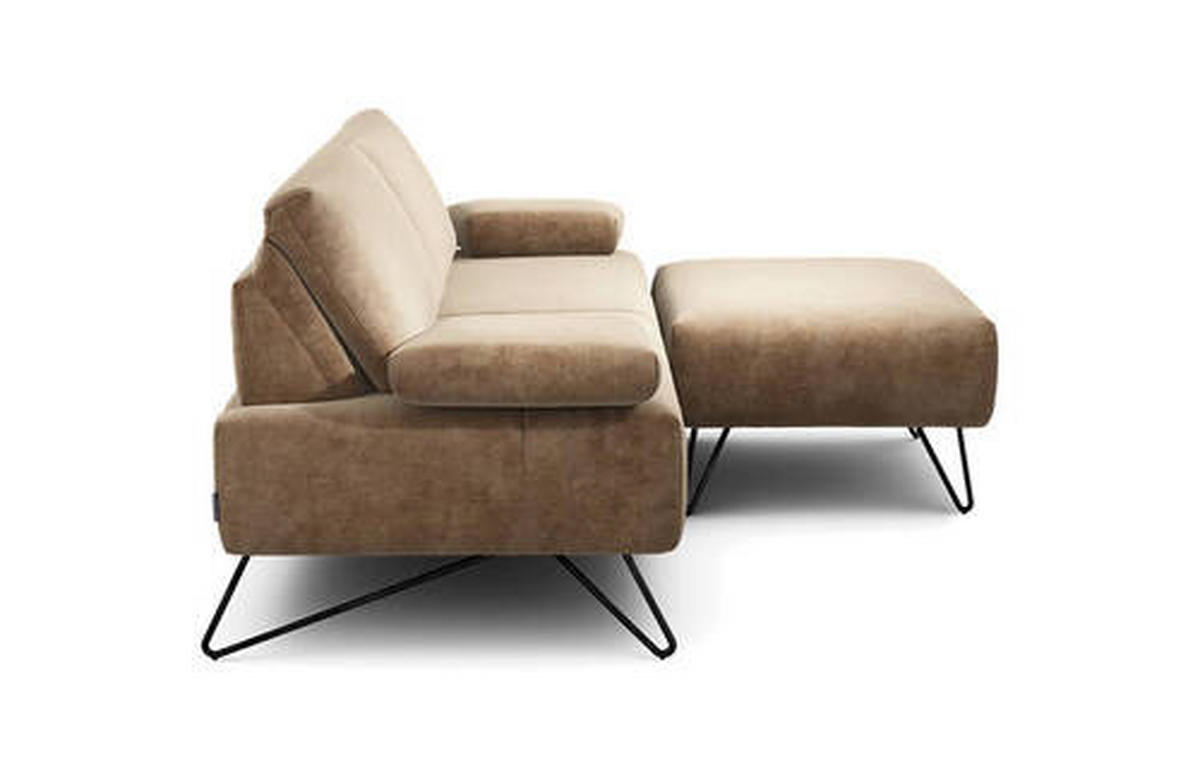2,5-SITZER in Samt Sandfarben  - Sandfarben/Schwarz, Design, Textil/Metall (204-234/85/86-94cm) - SENSOO