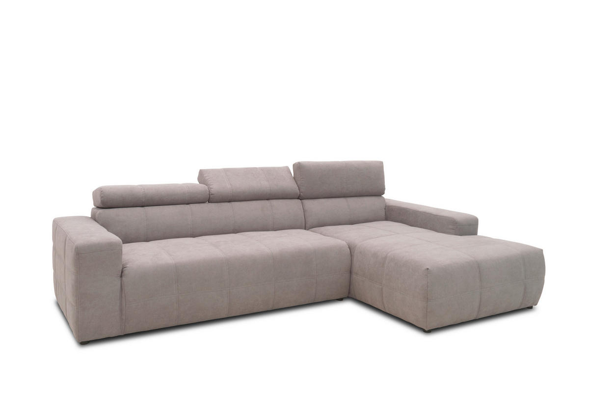 ECKSOFA in Mikrofaser Silberfarben  285/175 cm  - Silberfarben/Schwarz, Design, Kunststoff/Textil (285/175cm) - MID.YOU