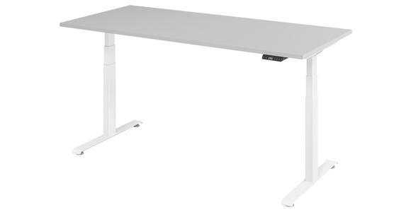 SCHREIBTISCH höhenverstellbar  - Weiß/Grau, KONVENTIONELL, Holzwerkstoff/Metall (180/80/64,5-129,5cm) - Venda