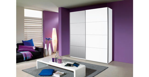 SCHWEBETÜRENSCHRANK in Weiß - Alufarben/Weiß, Design, Glas/Holzwerkstoff (181/210/62cm) - Xora