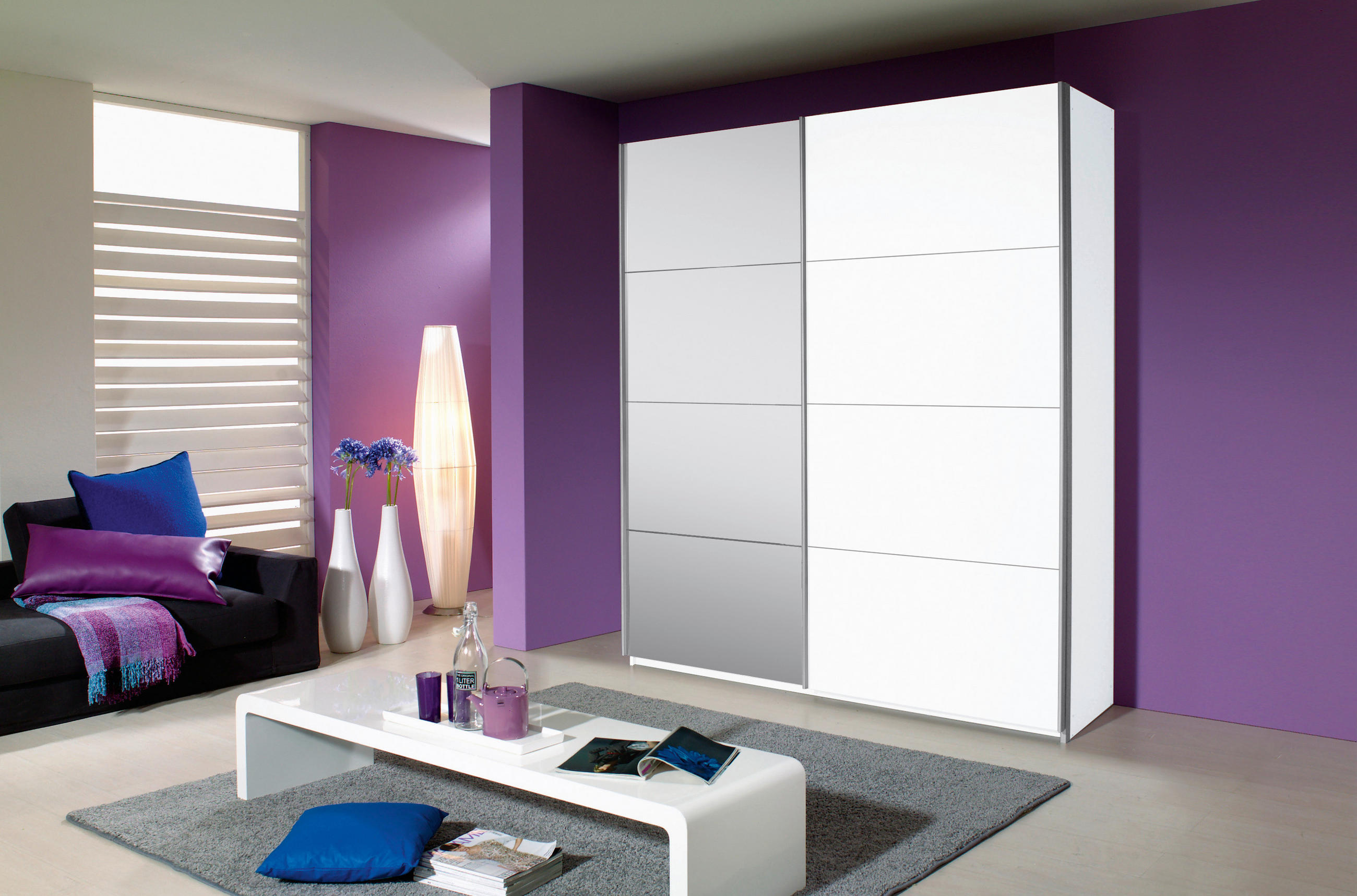 SCHWEBETÜRENSCHRANK in Weiss  - Weiss/Alufarben, Design, Glas/Holzwerkstoff (181/210/62cm) - Xora