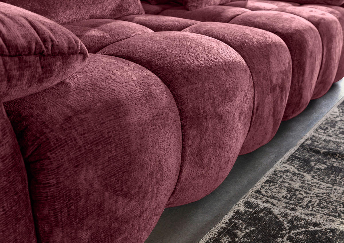 BIGSOFA Chenille Dunkelrot  - Schwarz/Dunkelrot, Design, Kunststoff/Textil (265/67/130cm) - home24